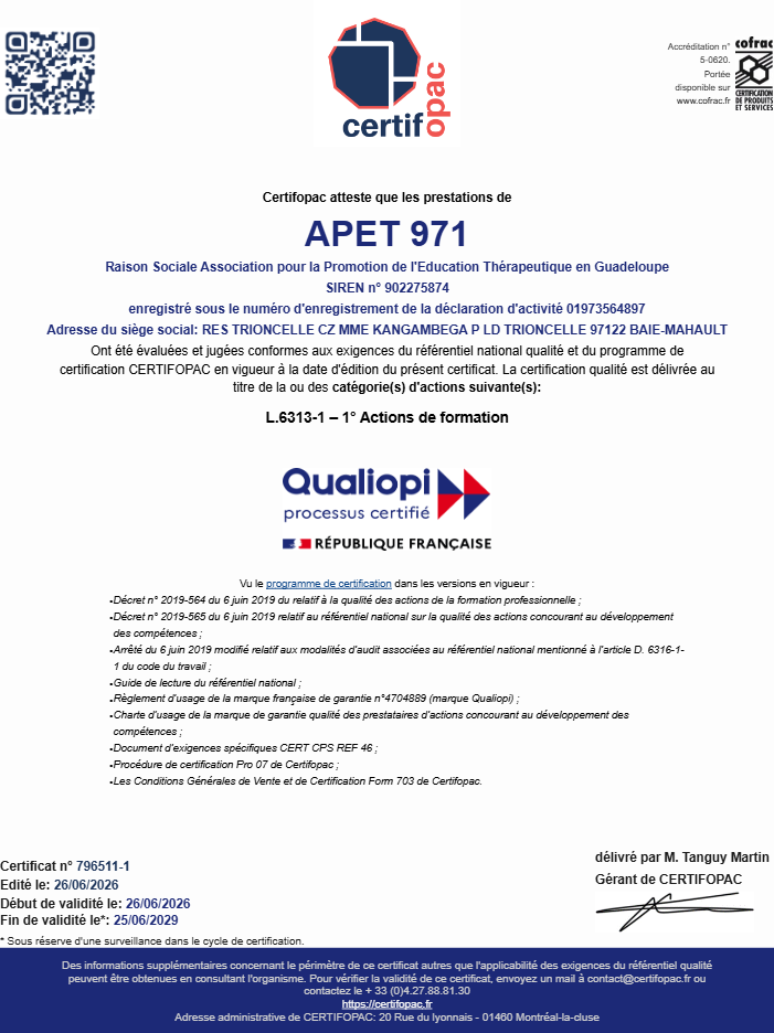 Certificat QUALIOPI